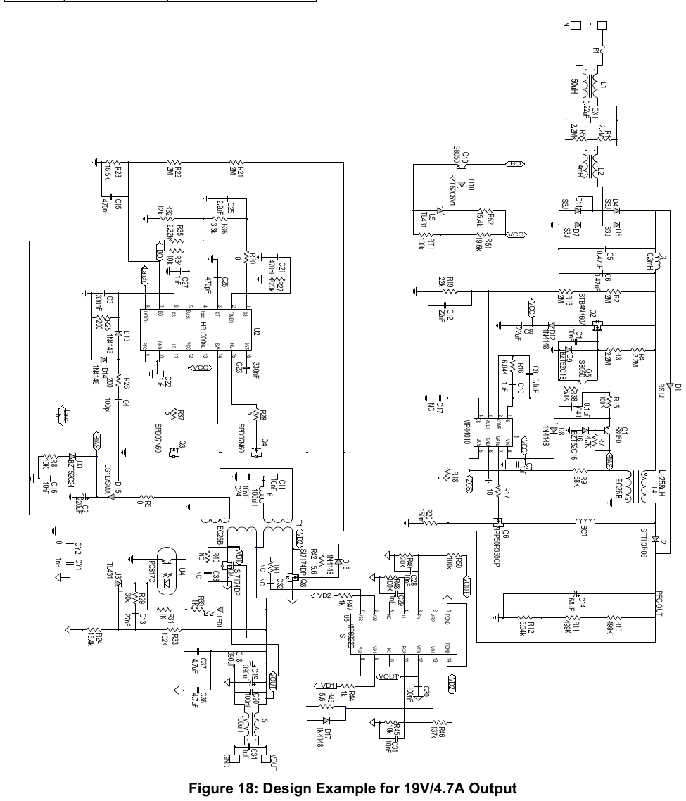 90 W 设计实例应用电路(MPS HR1000A DS Rev 1.02 图 18 原版,翻拍自手册)